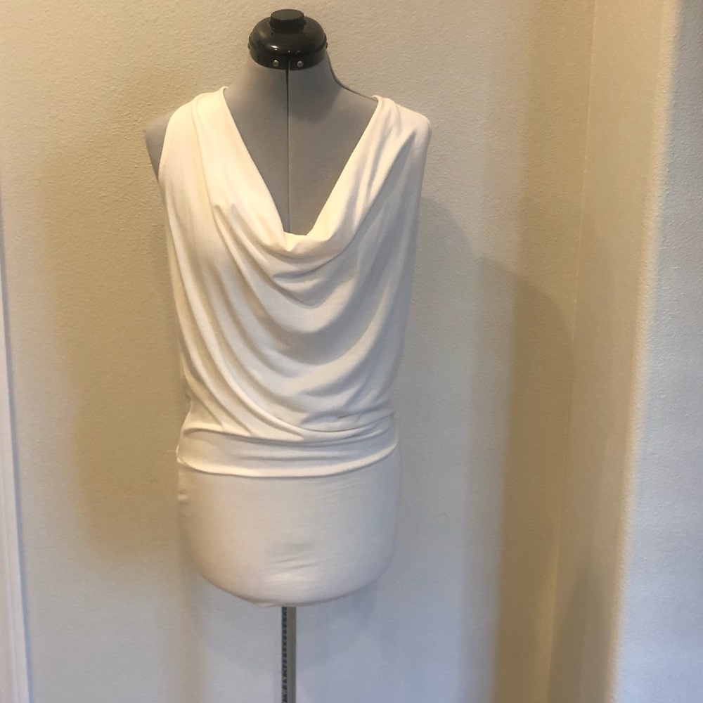 Ivory cowl neck mini dress